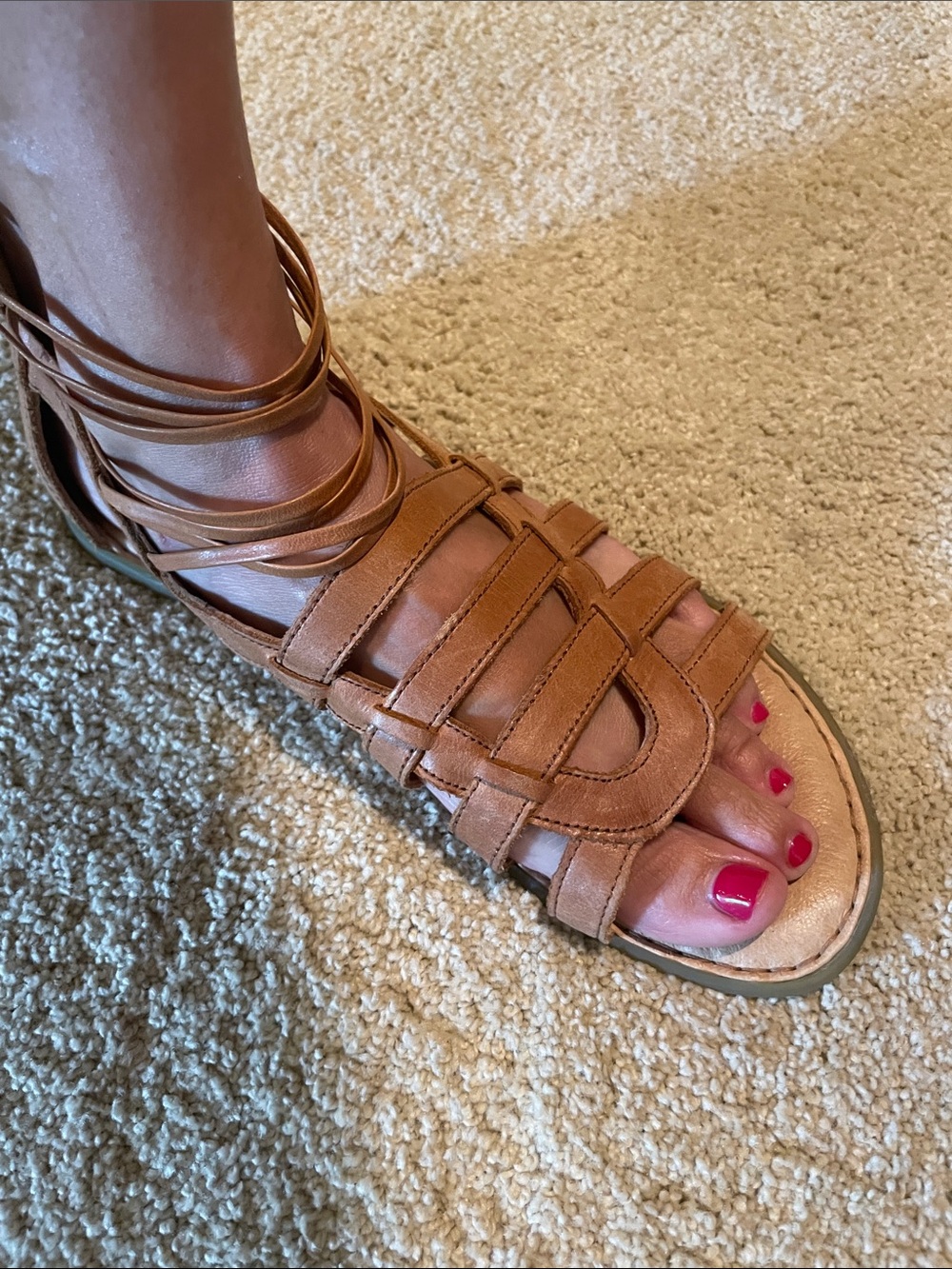 Born Women's Brown Strappy Leather Lace-Up Sandals - Picture 5 of 5